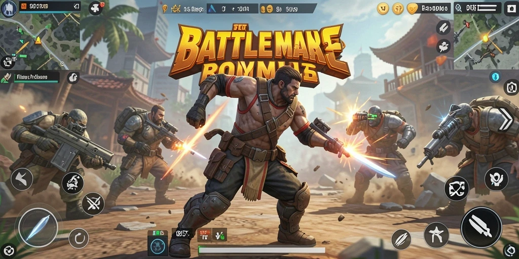 Screenshot gameplay Battle Royale 9ET menampilkan aksi seru di arena.