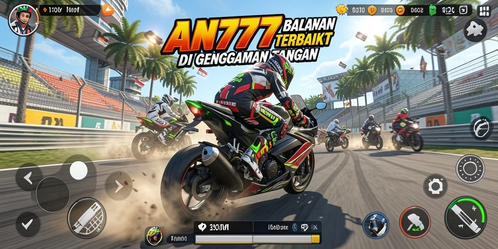 Gameplay mendebarkan balapan motor di AN777.