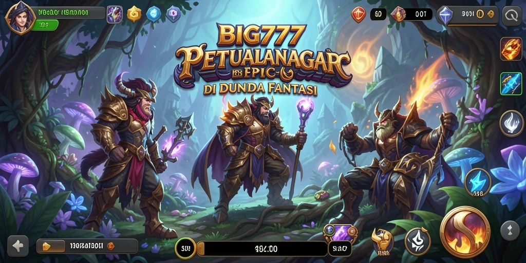 Tangkapan layar utama BIG777 menampilkan pejuang epik dalam pertempuran seru.