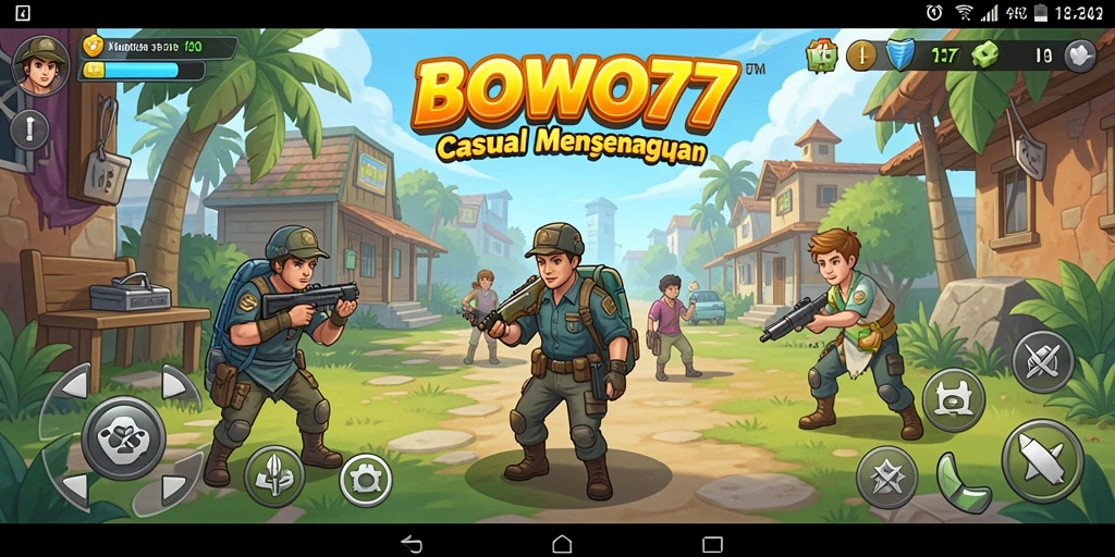 Screenshot gameplay BOWO77 menampilkan grafis cerah dan interaksi seru.