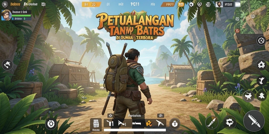 Tangkapan layar menunjukkan karakter menjelajahi dunia terbuka yang indah.