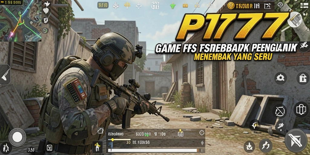 Screenshot utama PT777 menunjukkan aksi menembak yang intens dan grafis menawan.