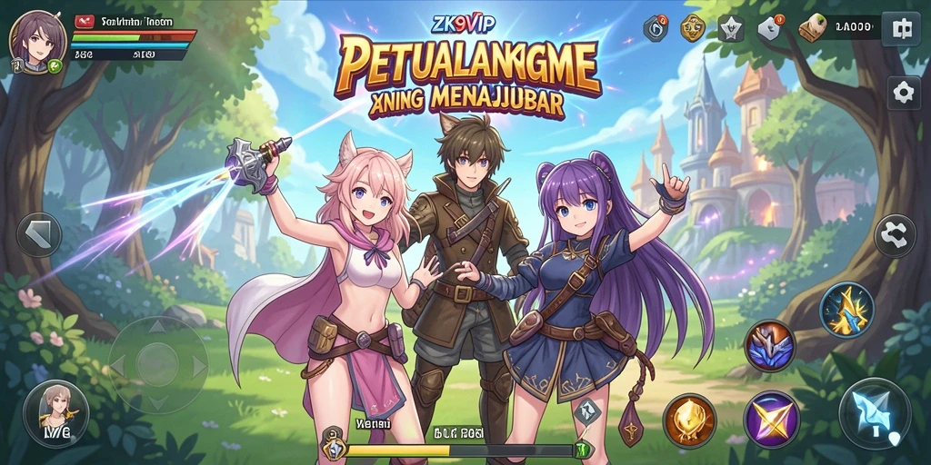 Tampilan menakjubkan permainan dengan karakter anime menarik.